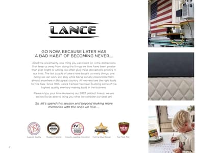2022 Lance Travel Trailers Brochure page 2