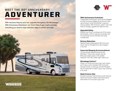 2023 Winnebago Adventurer 30th Anniversary Flyer page 1