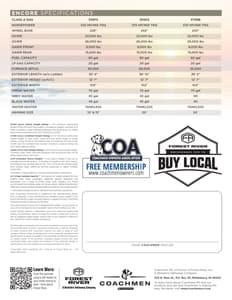 2025 Coachmen Encore Flyer page 2