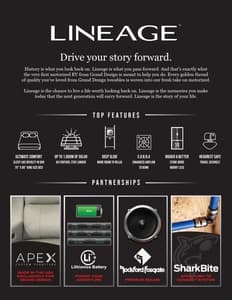 2026 Grand Design Lineage Class C Brochure page 3