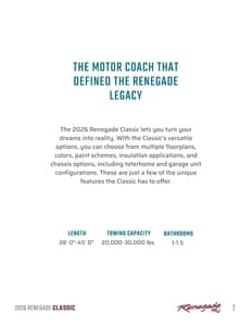 2026 Renegade RV Classic Brochure page 2